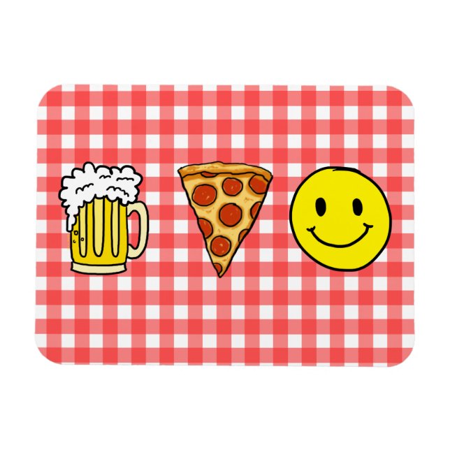 Beer Pizza Happy Magnet (Horizontal)