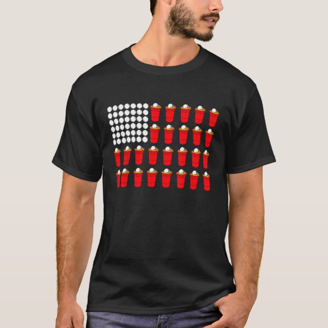 Beer Pong American Flag T-Shirt (Vorderseite)