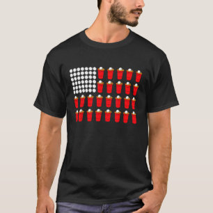 Beer Pong Amerikanische Flagge T-Shirt