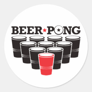 Beer Pong Basic - Red Runder Aufkleber