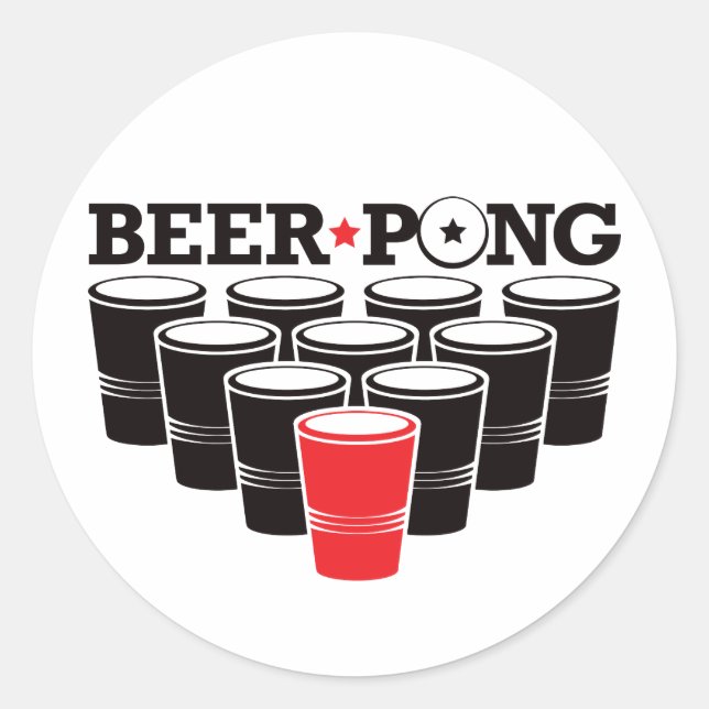 Beer Pong Basic - Red Runder Aufkleber (Vorderseite)