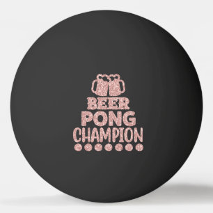 Beer Pong Champion Funny Text Black Pink Glitzer Tischtennisball