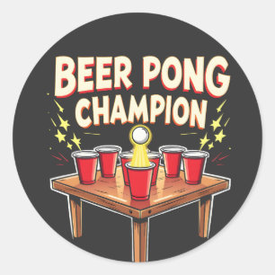 Beer Pong Champion Ping Pong Drink Runder Aufkleber
