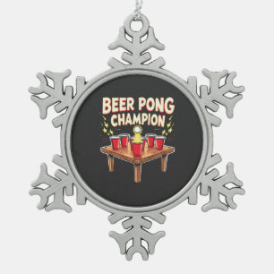 Beer Pong Champion Ping Pong Drink Schneeflocken Zinn-Ornament