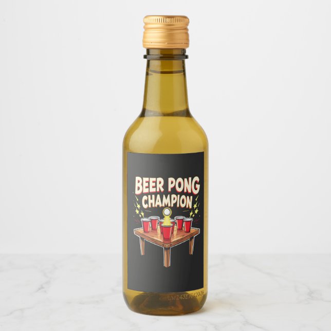 Beer Pong Champion Ping Pong Drink Weinetikett (Vorderseite)