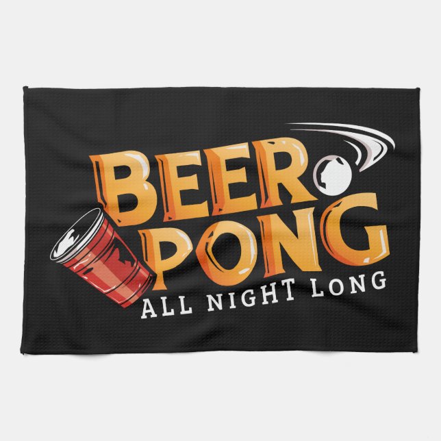 Beer Pong die ganze Nacht lang Custom Team Geschirrtuch (Horizontal)