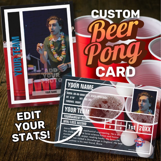 Beer Pong Player Carte de commerce Souvenir (Custom Beer Pong player trading card.)