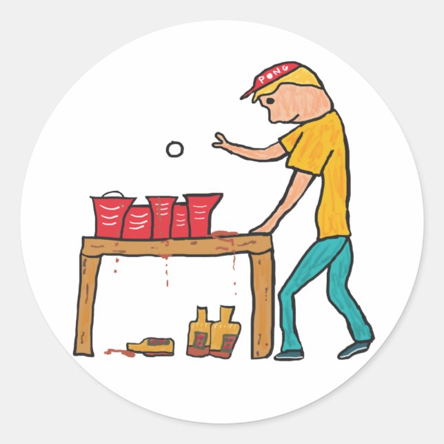 Beer Pong Runder Aufkleber (Vorderseite)