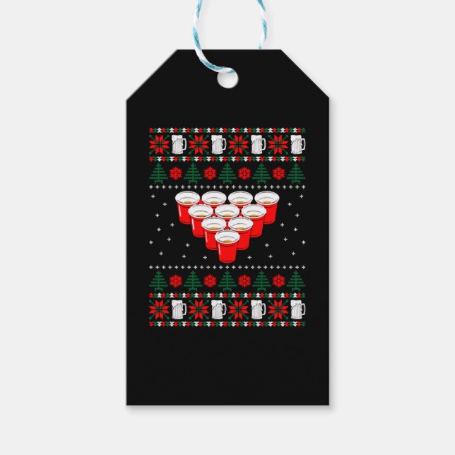 Beer Pong Ugly Christmas Geschenkanhänger (Vorderseite)