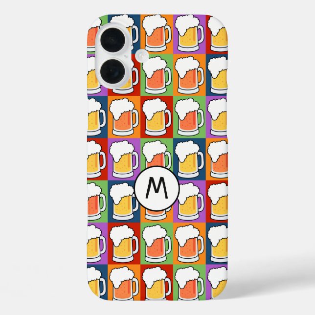 BEER Pop Art kundenspezifische Monogramm-Hüllen iPhone 16 Plus Hülle (Rückseite)
