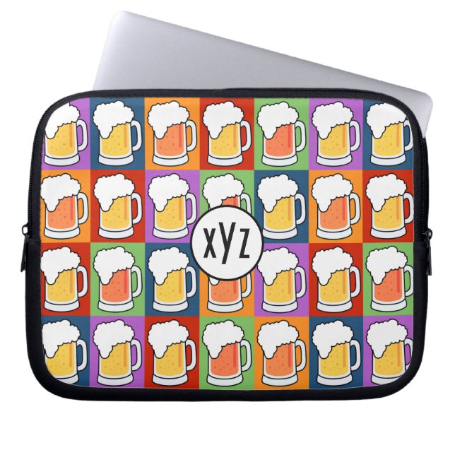 BEER Pop Art kundenspezifische Monogramm Laptop-Är Laptopschutzhülle (Vorderseite)