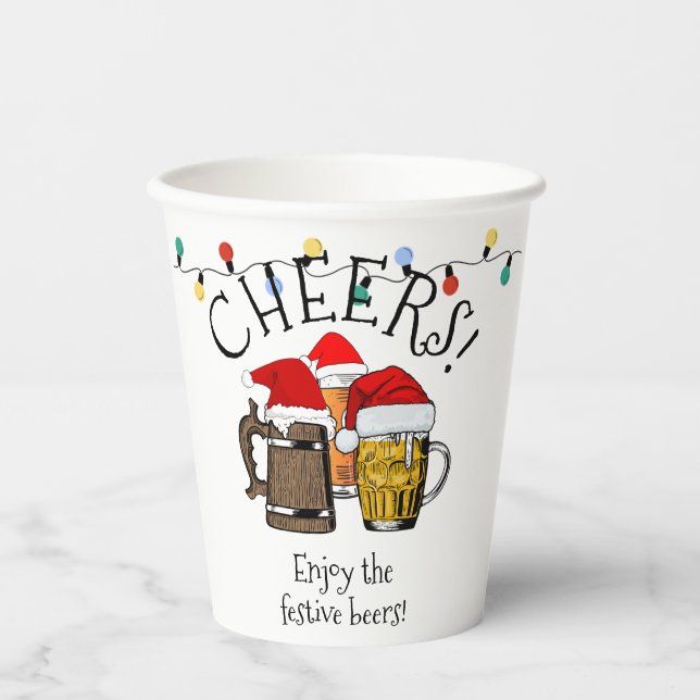 Beer Santa CHEERS Weihnachten Pappbecher (Vorderseite)