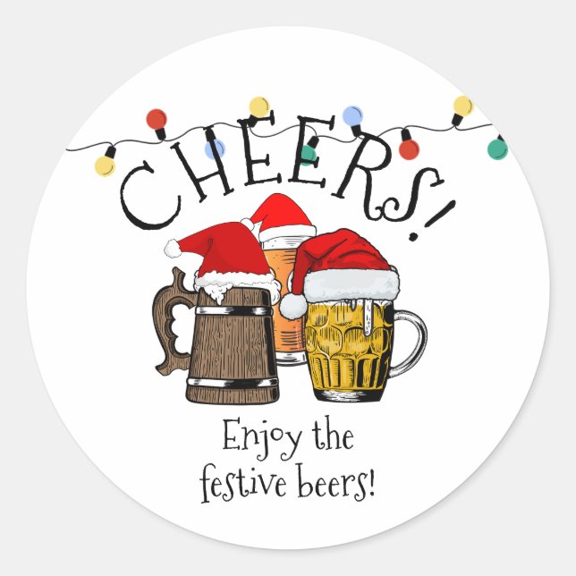 Beer Santa Claus Weihnachten Runder Aufkleber (Vorderseite)