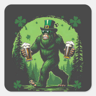 Beer St. Patrick's Day Big Food Sasquashe Funny Quadratischer Aufkleber