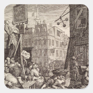 Beer Street von William Hogarth Quadratischer Aufkleber