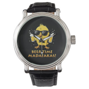 Beer Time Madafakas Funny Meme Duck Rodelbahn mit  Armbanduhr