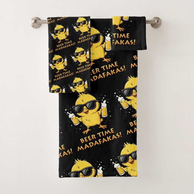 Beer Time Madafakas Funny Meme Duck Rodelbahn mit  Badhandtuch Set (Insitu)