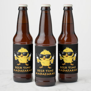 Beer Time Madafakas Funny Meme Duck Rodelbahn mit  Bierflaschenetikett