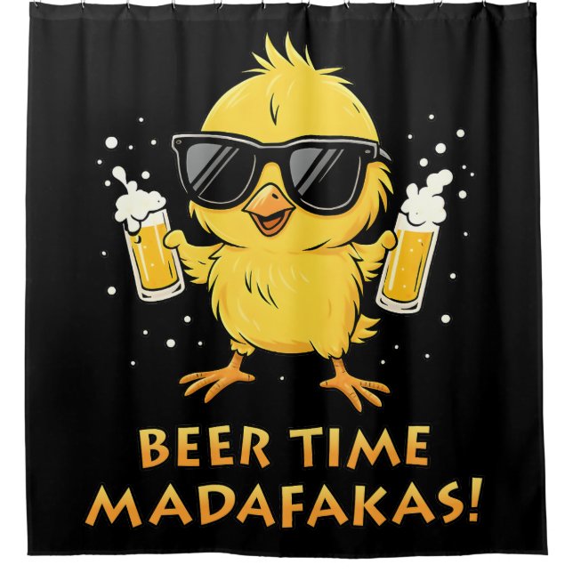 Beer Time Madafakas Funny Meme Duck Rodelbahn mit  Duschvorhang (Vorderseite)