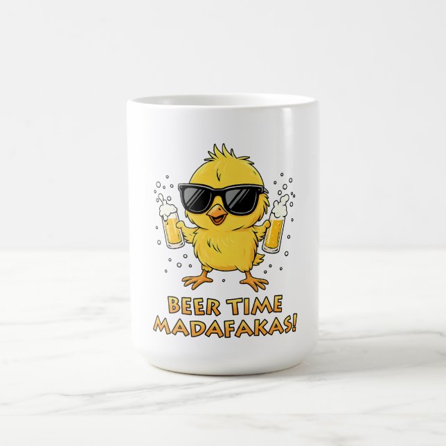 Beer Time Madafakas Funny Meme Duck Rodelbahn mit  Kaffeetasse (Mittel)