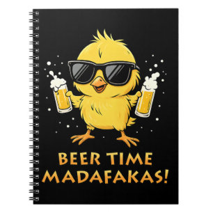 Beer Time Madafakas Funny Meme Duck Rodelbahn mit  Notizblock