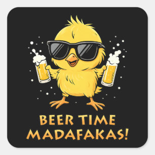 Beer Time Madafakas Funny Meme Duck Rodelbahn mit  Quadratischer Aufkleber