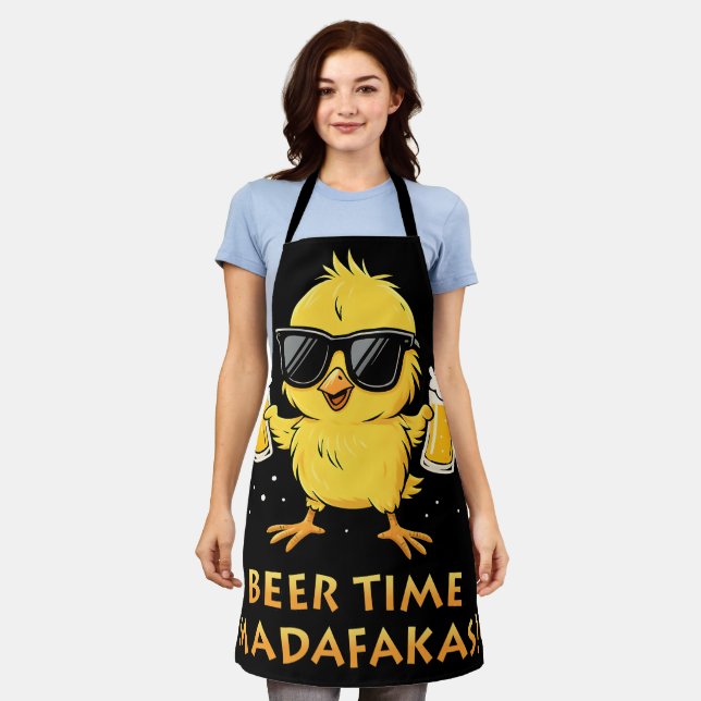 Beer Time Madafakas Funny Meme Duck Rodelbahn mit  Schürze (Getragen)