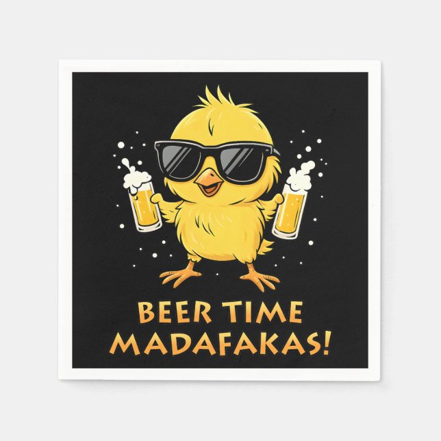 Beer Time Madafakas Funny Meme Duck Rodelbahn mit  Serviette (Vorderseite)