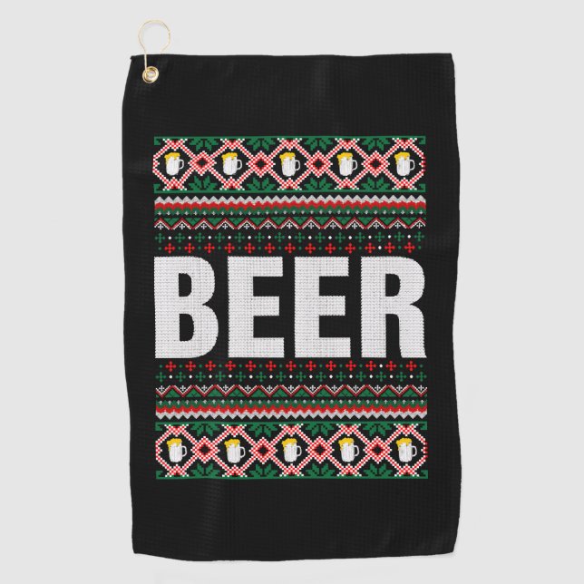 Beer Ugly Christmas Golfhandtuch (Vorderseite)