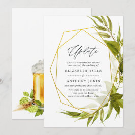 Beer Willow Green & Gold Geometric Wedding Update Einladung
