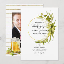 Beer Willow Green und Gold Geometric Wedding Foto Einladung