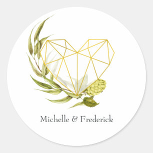 Beer Willow Greenery und Gold Geometric Runder Aufkleber