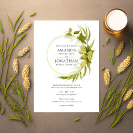 Beer Willow Greenery und Gold Geometric Wedding Einladung