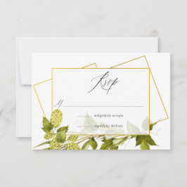 Beer Willow Greenery und Gold Geometric Wedding RSVP Karte