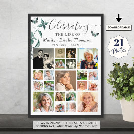 Beerdigung 21 FotoCollage Botanischer Schmetterlin Poster