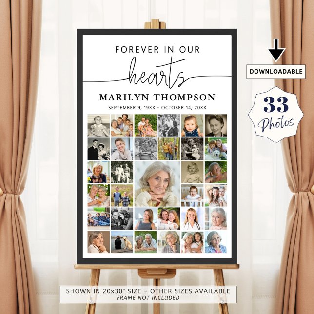 Beerdigung 33 Foto Collage Handgeschriebene Herzen Poster (Von Creator hochgeladen)