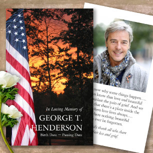 Beerdigung American Flag Loss Gebet Sympathiekarte