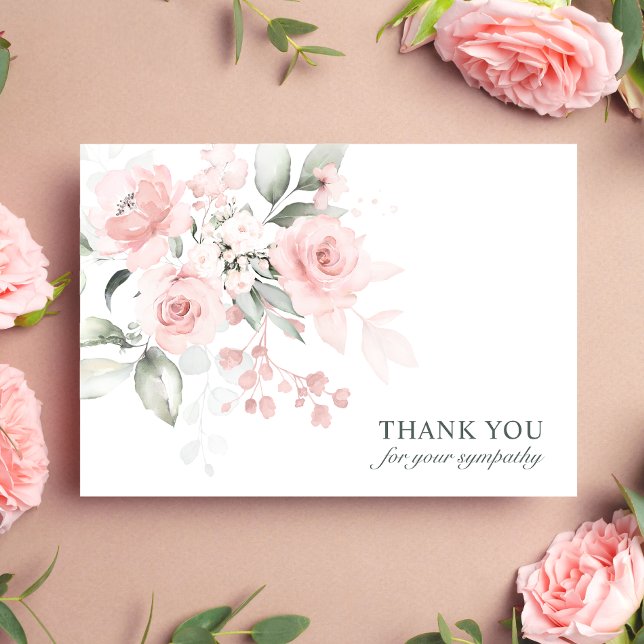 Beerdigung Beileid Danke Pink Watercolor Floral (Von Creator hochgeladen)