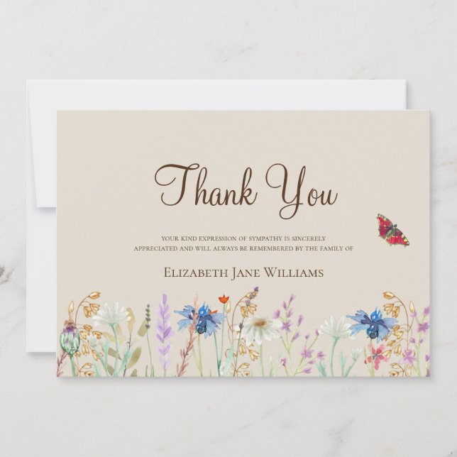 Beerdigung Bereavement Wildblume Danke (Vorderseite)