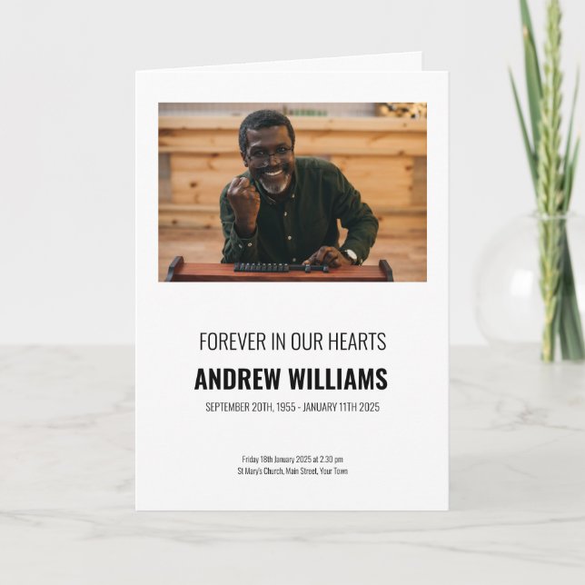 Beerdigung | Bestellung Schwarz & Weiß Dankeskarte (Vorderseite)