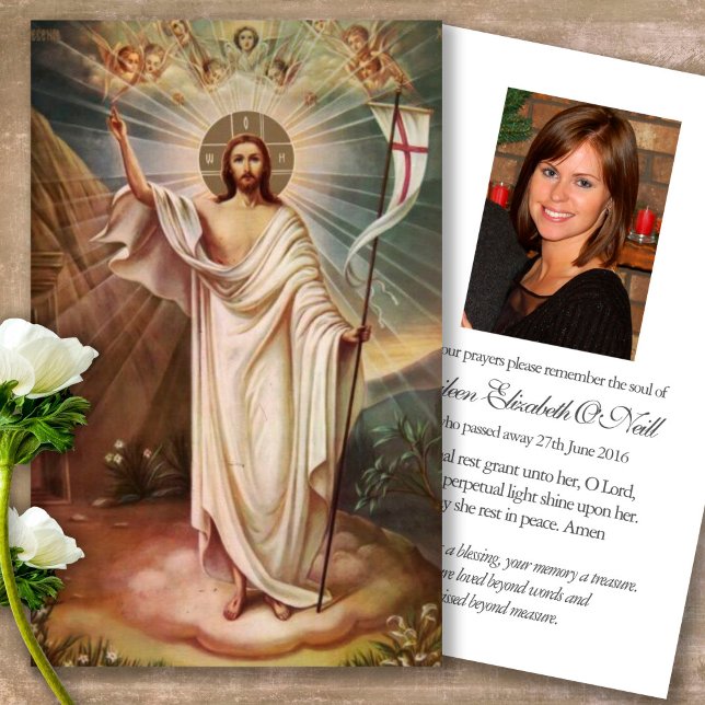 Beerdigung Christus Auferstehung Gebet Sympathieka (catholic, religious, celebration of life, in loving memory of, prayer cards for bereavement)