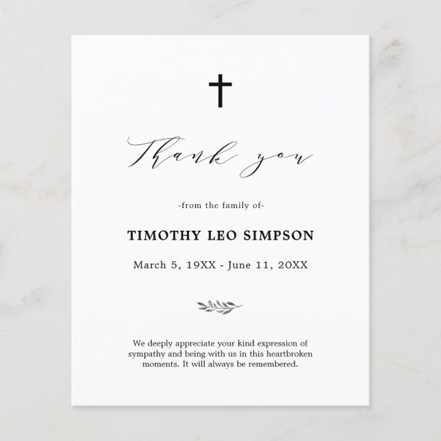 Beerdigung Cloudy Beileid Trauer Dankeschön Karte (Vorderseite)