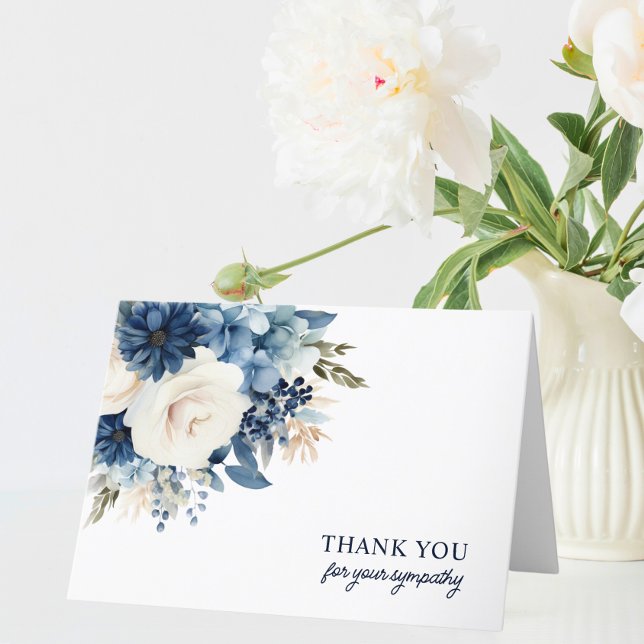 Beerdigung Danke Blue Watercolor Floral | FOTO (Funeral Thank You Blue Watercolor Floral  PHOTO)