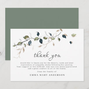 Beerdigung Danke Botanische Elegant Card