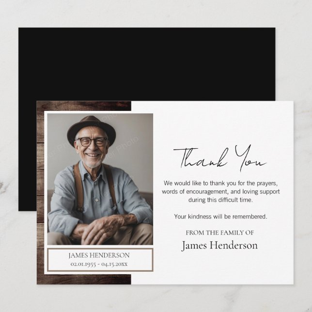 Beerdigung Danke Foto Einladung (Vorne/Hinten)