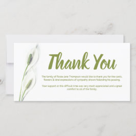 Beerdigung Danke, Hinweis | Weiße Lilie Karte