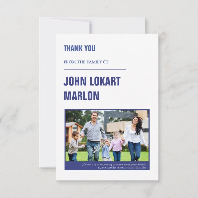 Beerdigung danke Ihnen Fotokarte (Vorderseite)