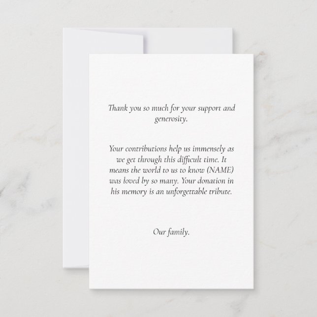 Beerdigung danke Ihnen Hinweise für Spenden Einladung (Vorderseite)