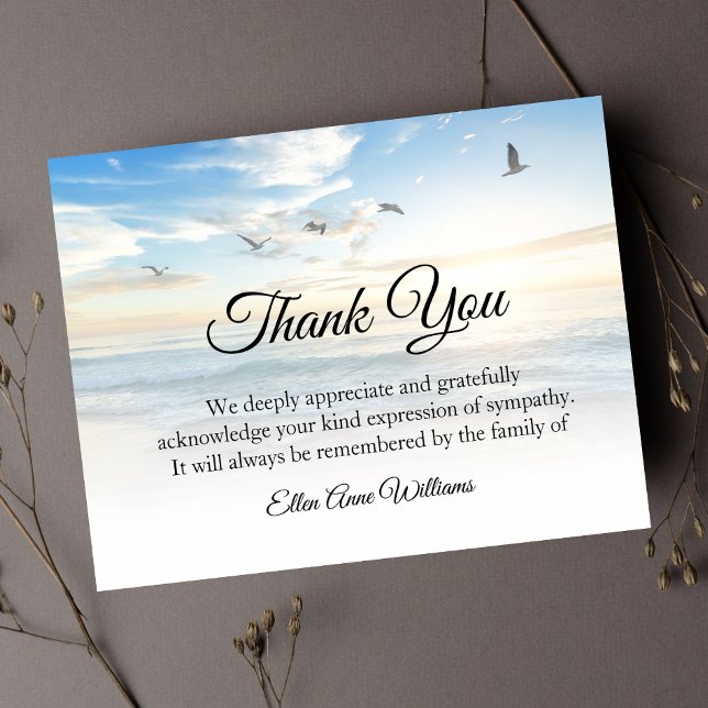 Beerdigung danke Ihnen notieren Trauer Natur | Räu (Beach Sympathy Thank You Card)