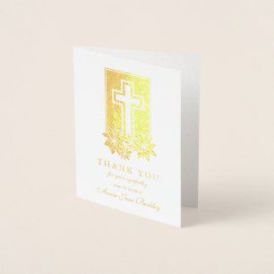 Beerdigung danke Karten Blumenkreuz 1 Gold Foil